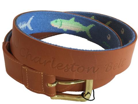 Charleston Belt Logo on Leather