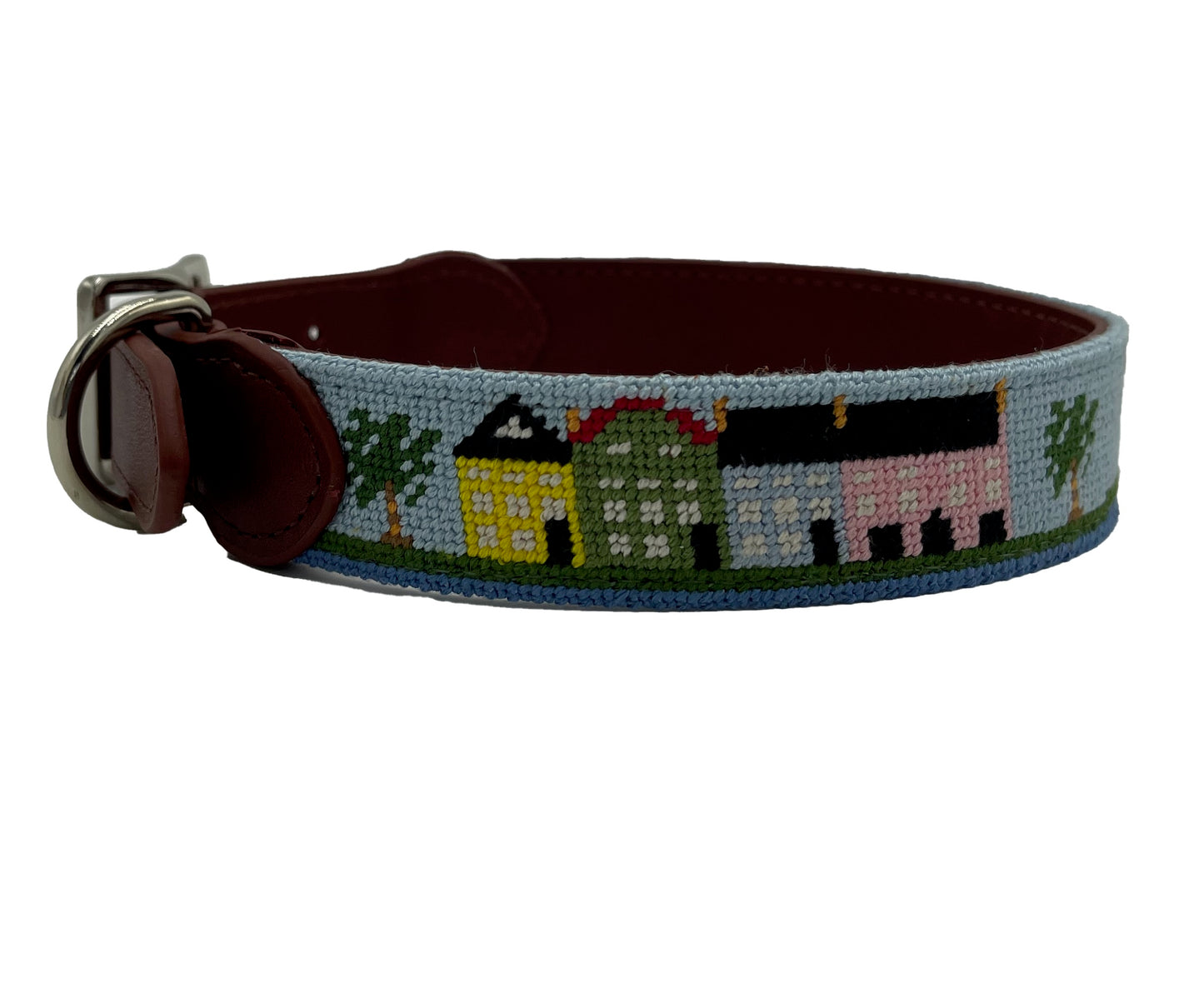 isle of palms sullivans island needlepoint leather dog collar