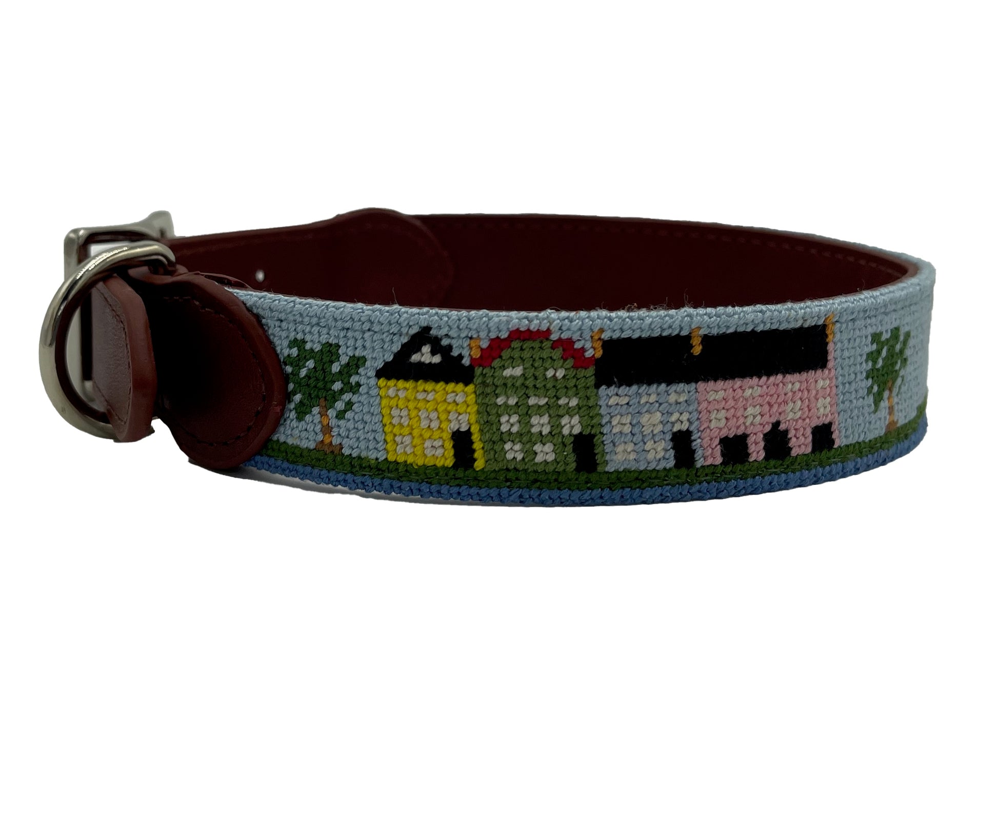 isle of palms sullivans island needlepoint leather dog collar