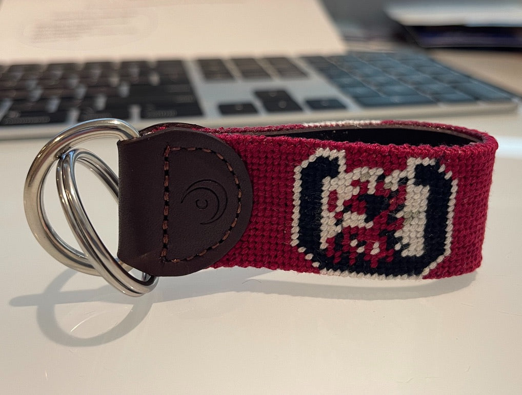 USC gamecocks needlepoint embroidered leather key fob