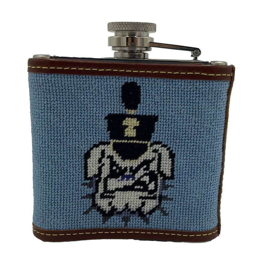 citadel spike needlepoint embroidered leather flask