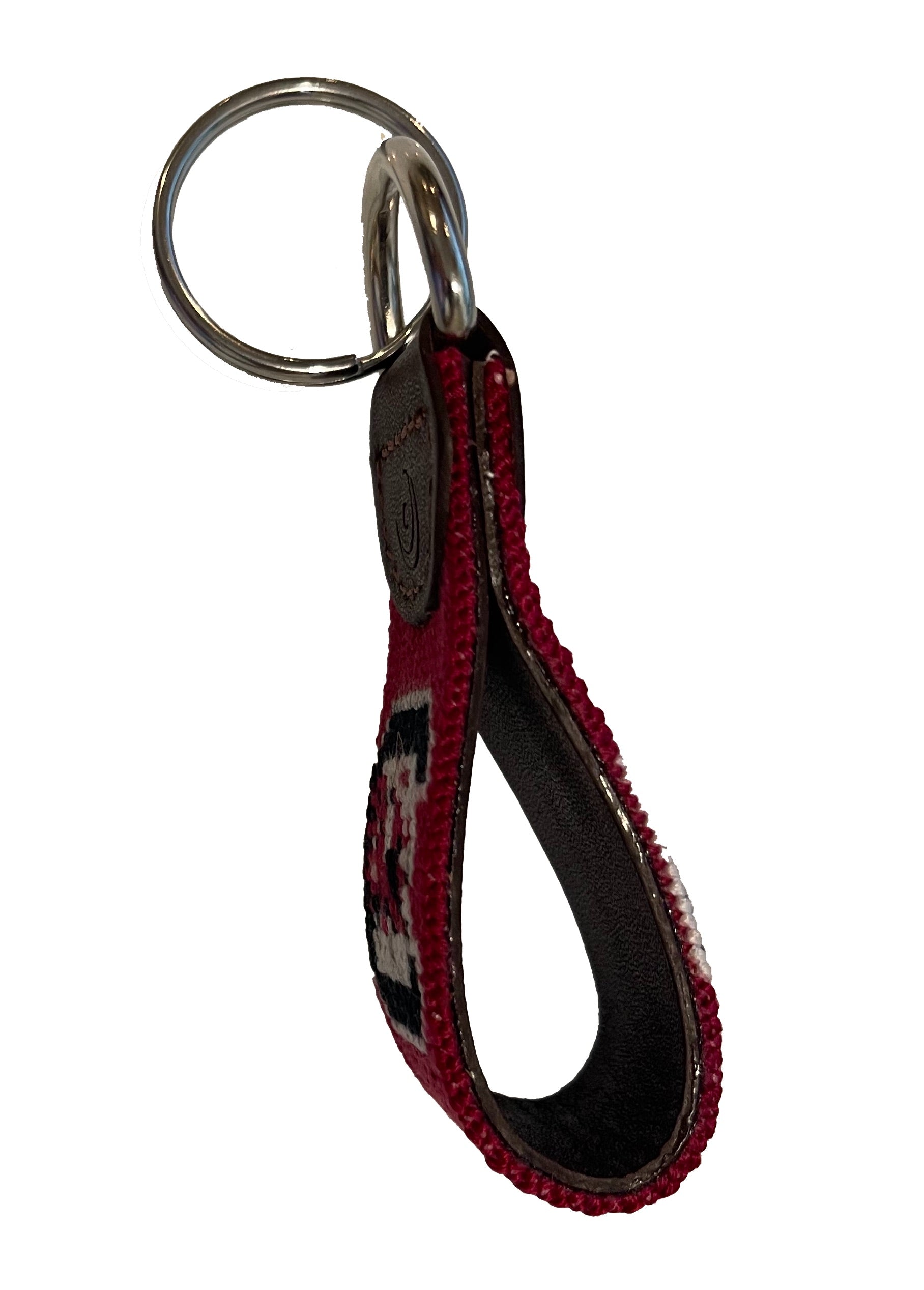 USC gamecocks needlepoint embroidered leather key fob side