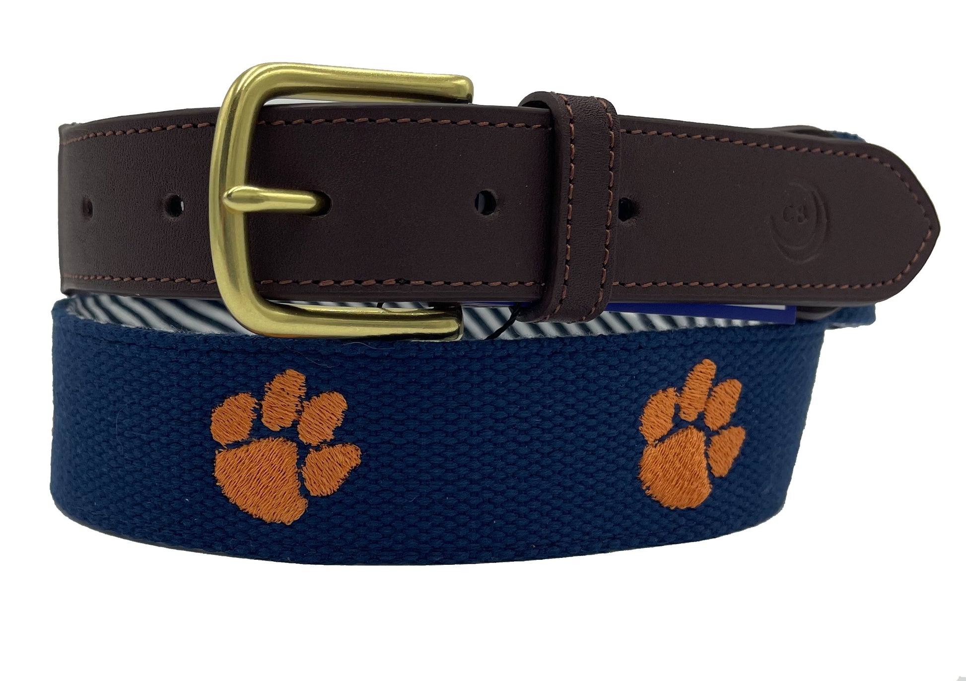 Clemson tiger print canvas belt