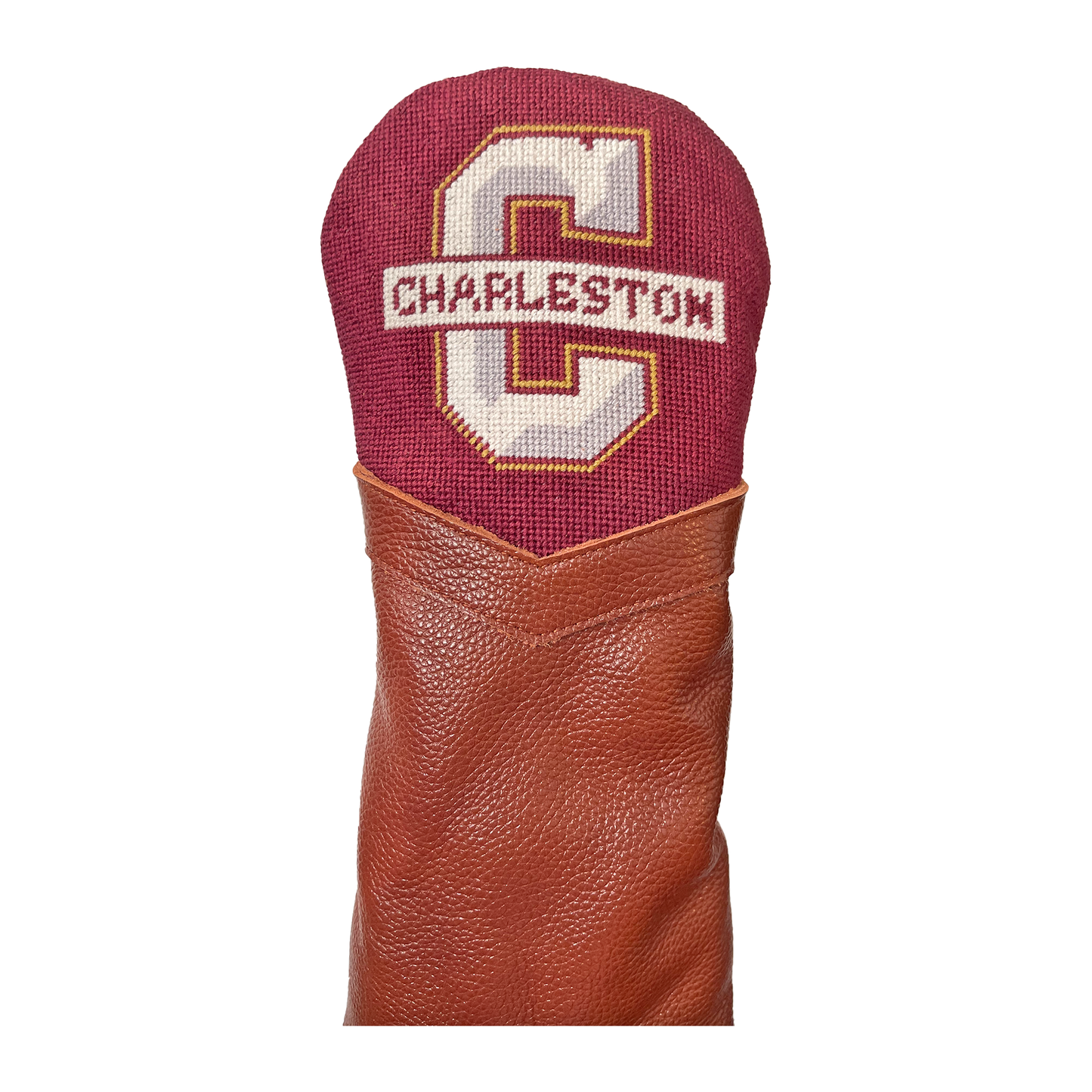 College of Charleston needlepoint embroidered leather golf head cover