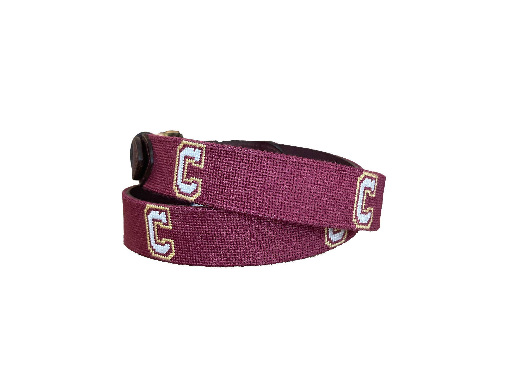 College of Charleston needlepoint embroidered leather belt