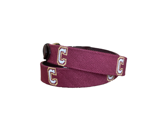 College of Charleston needlepoint embroidered leather belt