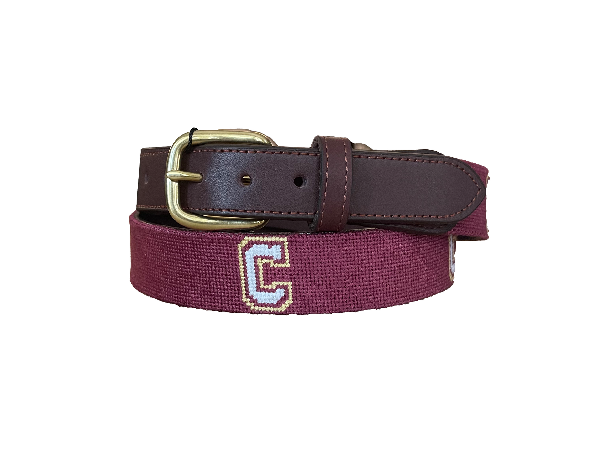 College of Charleston needlepoint embroidered leather belt