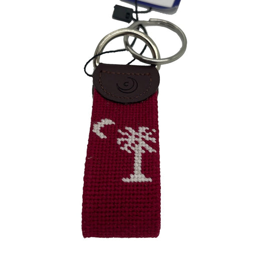 citadel big red needlepoint leather key fob