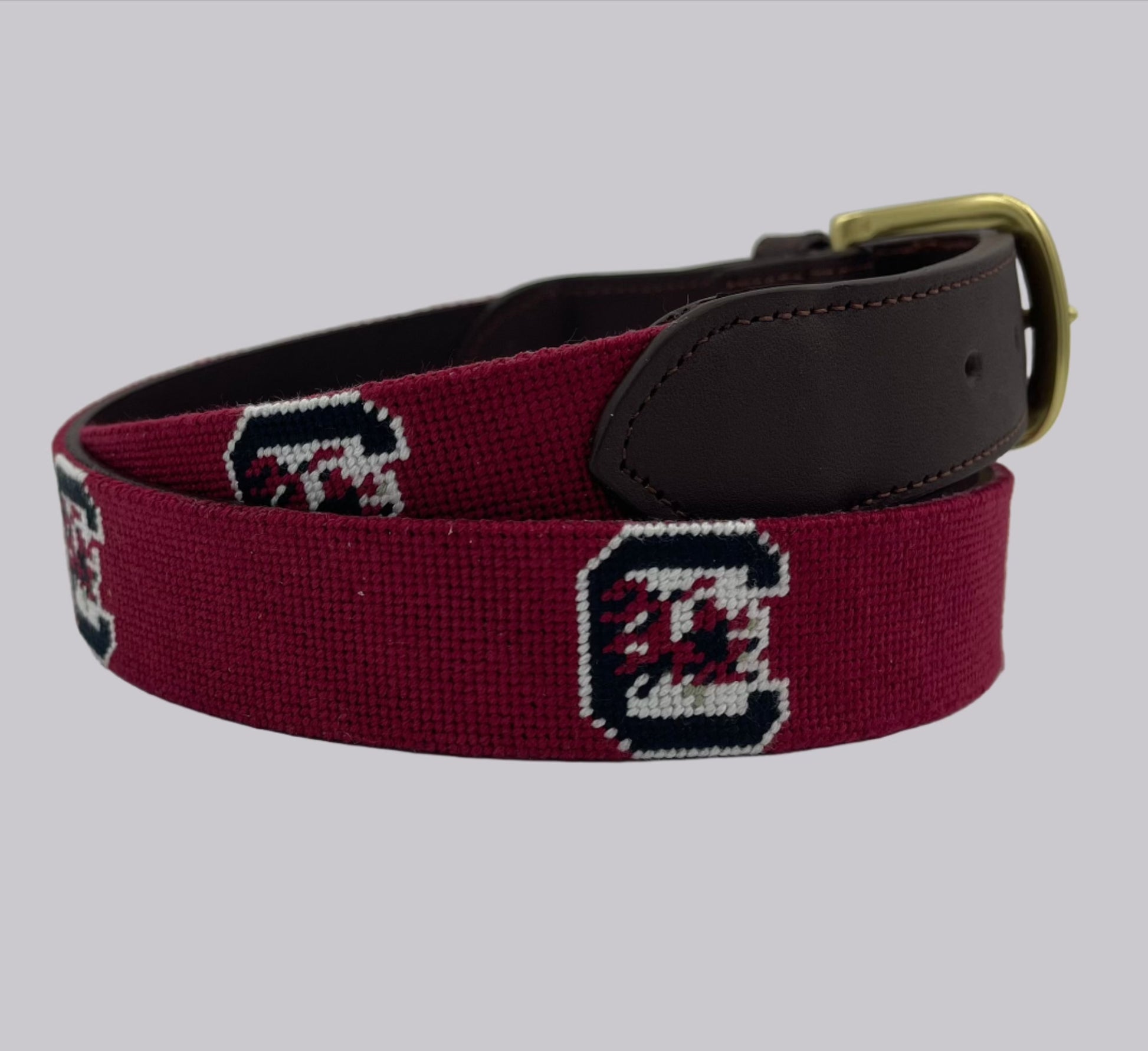 USC Gamecocks artisan needlepoint leather belt