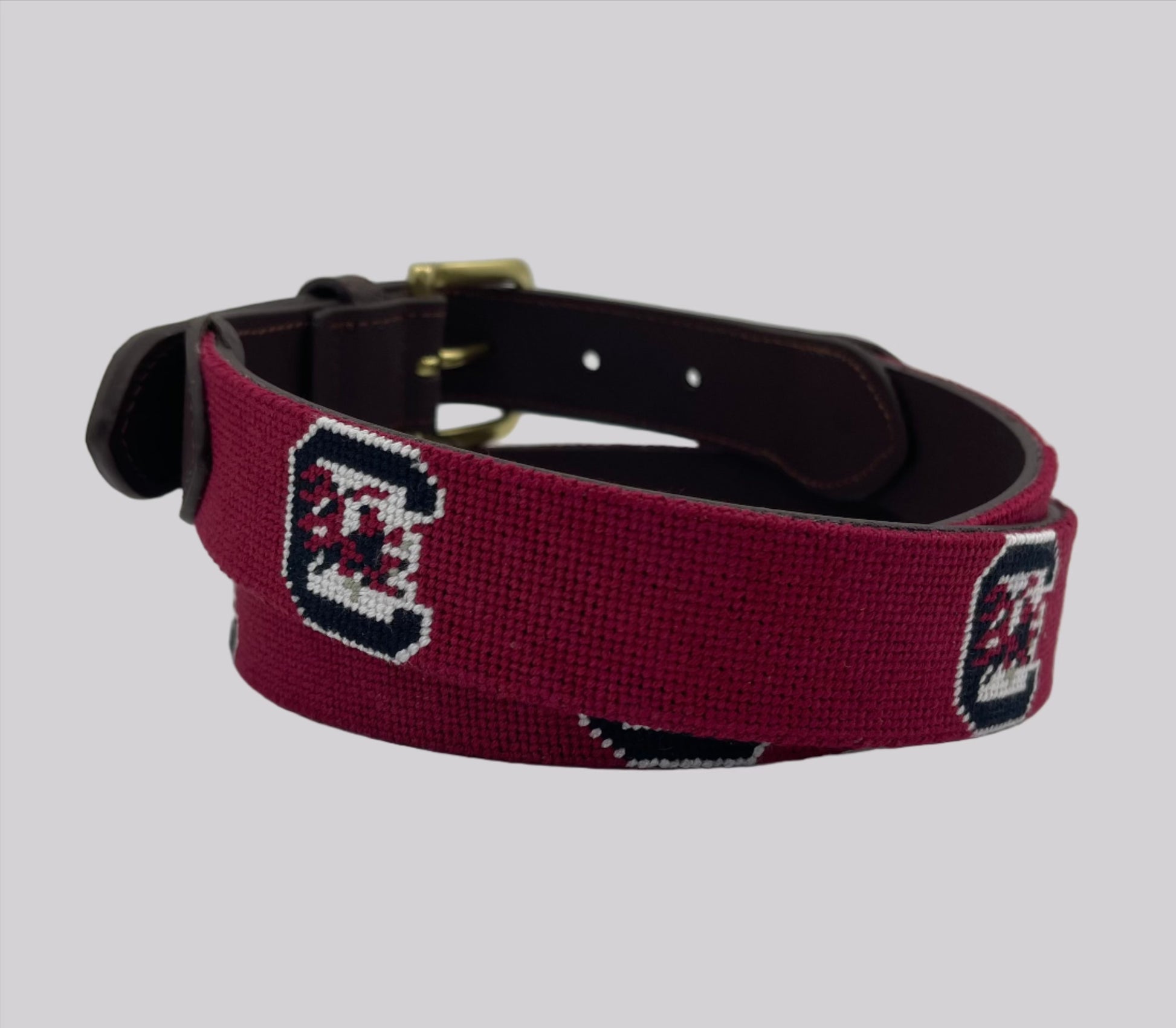 USC Gamecocks artisan needlepoint leather belt