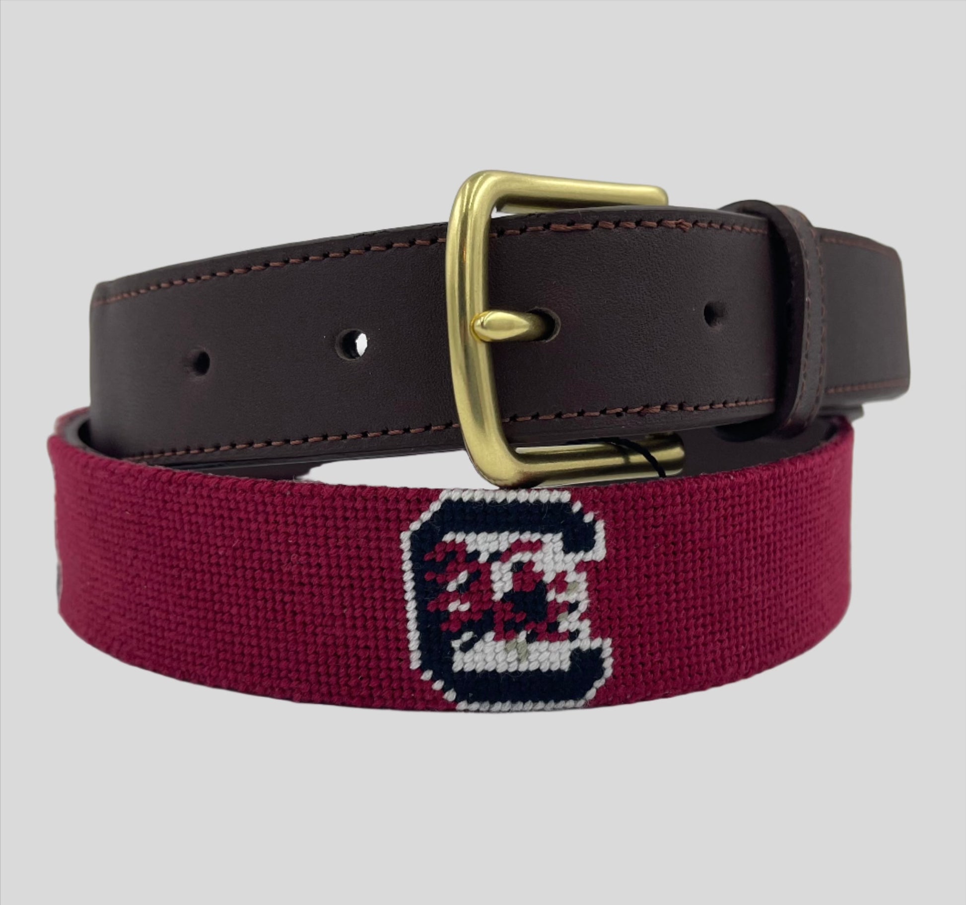 USC Gamecocks artisan needlepoint leather belt
