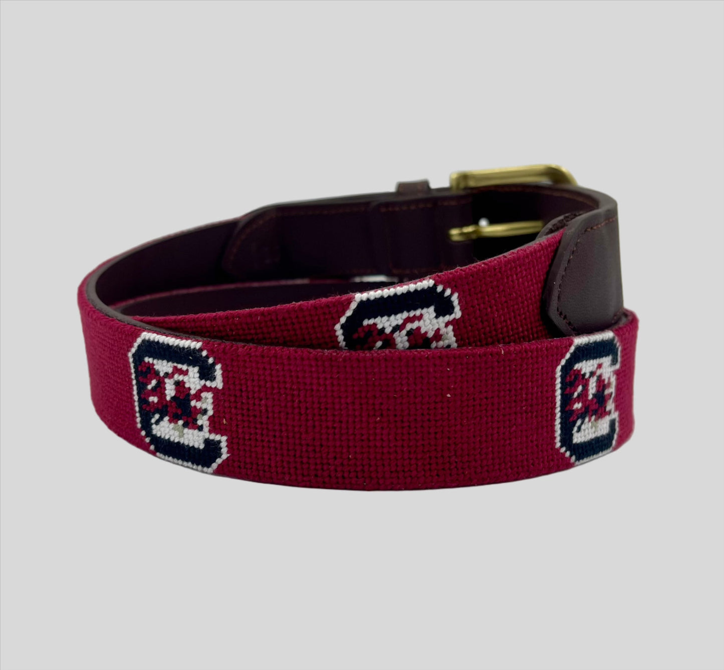 USC Gamecocks artisan needlepoint leather belt