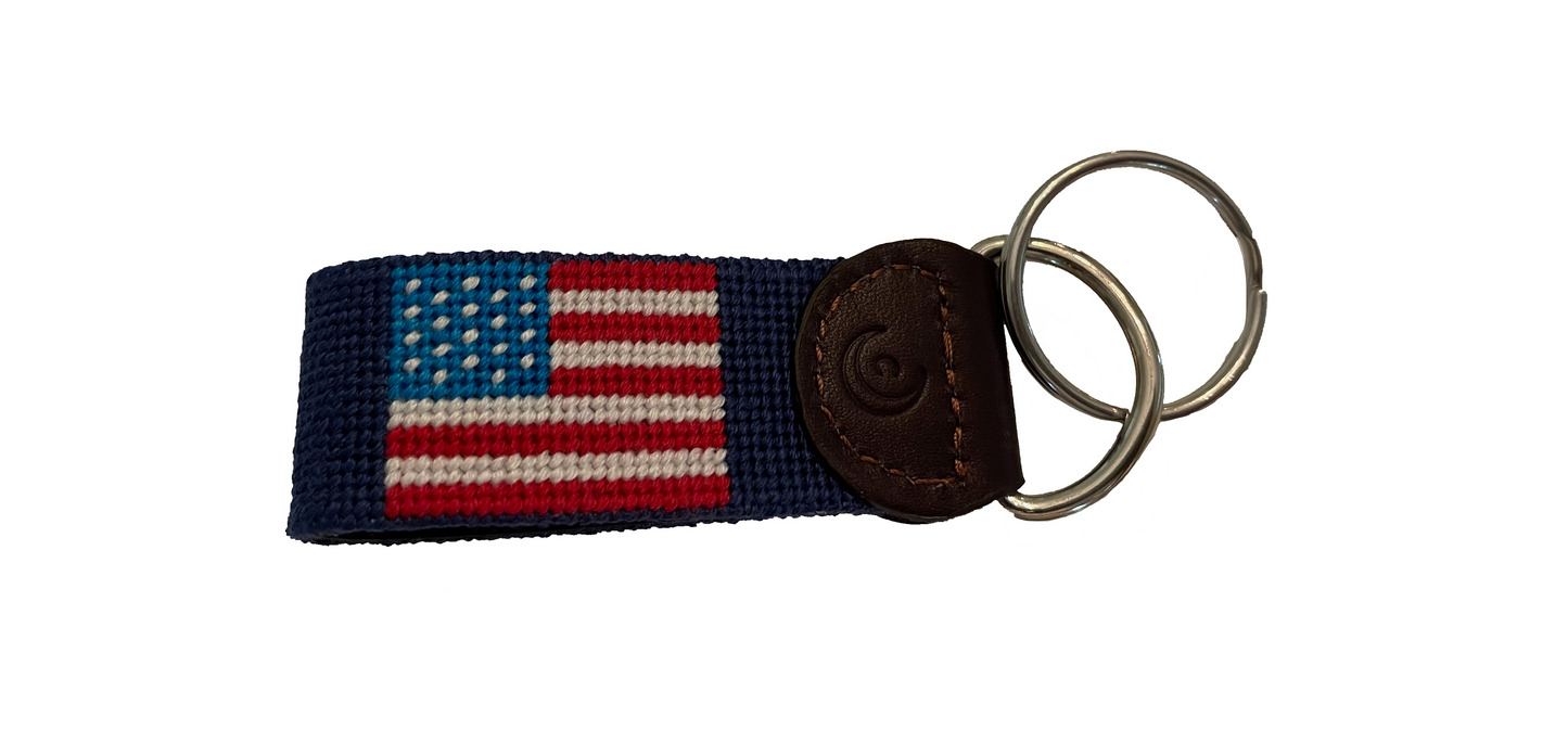 USA flag needlepoint key fob
