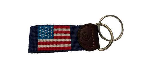 USA flag needlepoint key fob