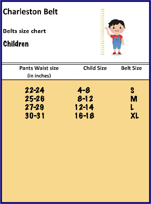 kids children belt size chart