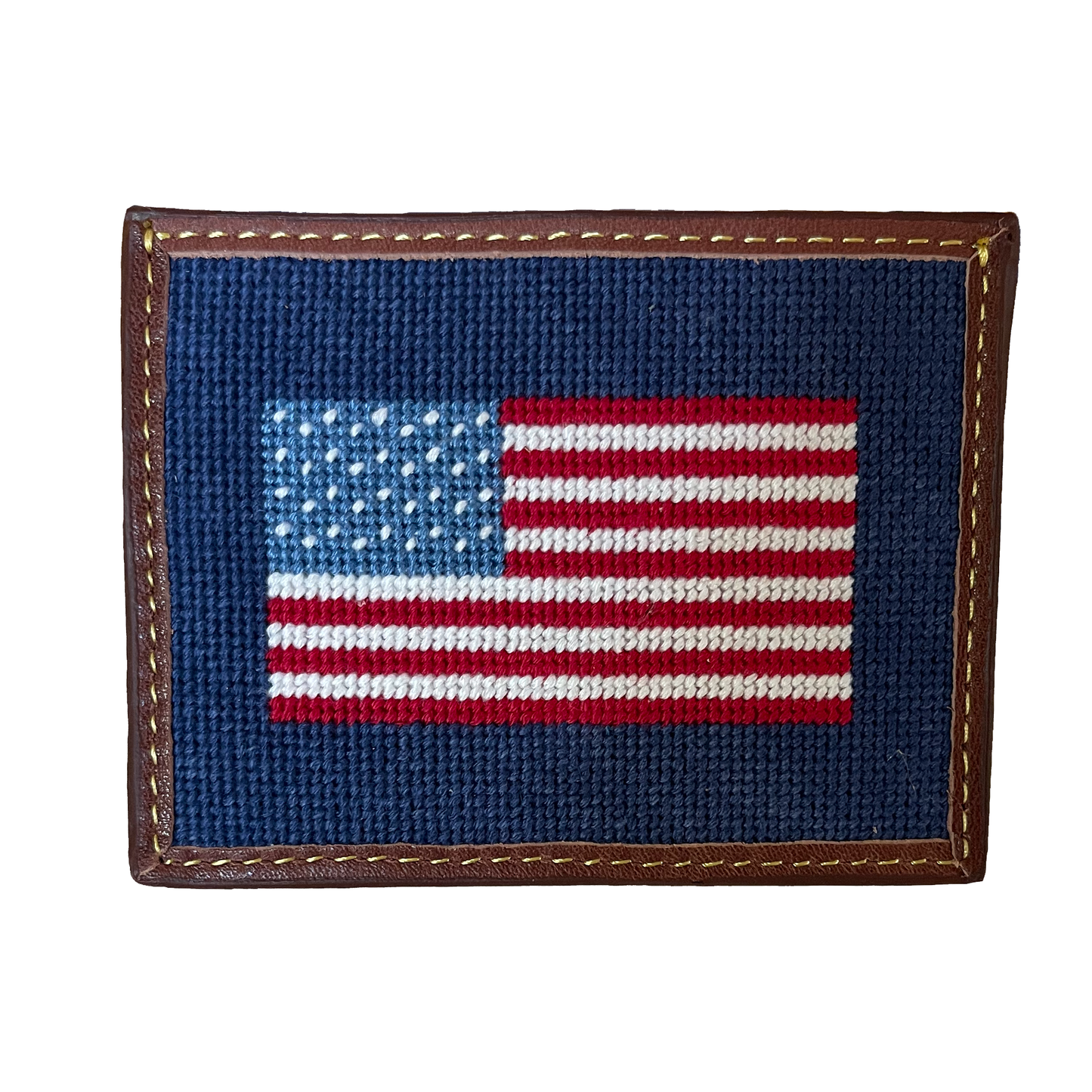 USA flag artisan needlepoint card wallet