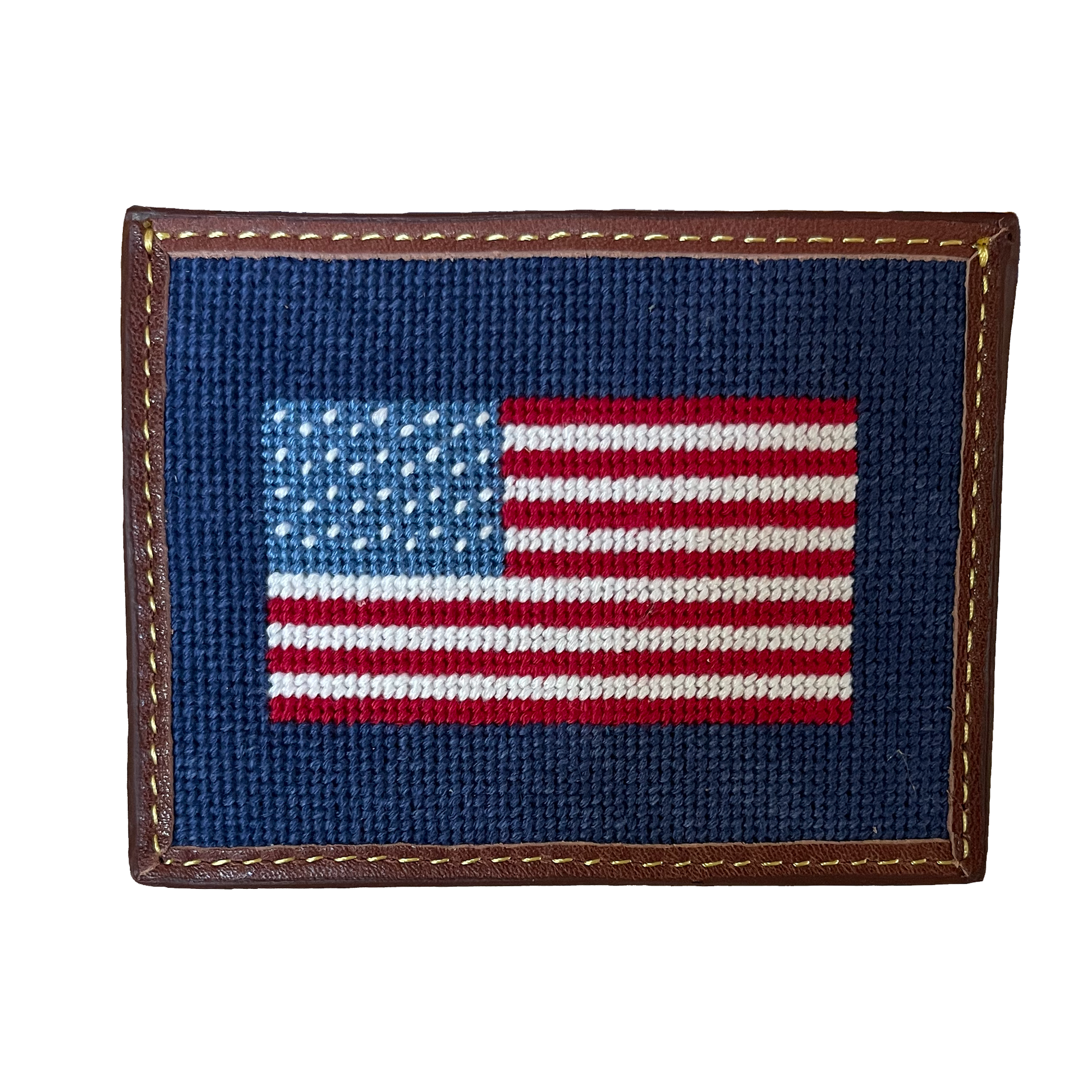 USA flag artisan needlepoint card wallet