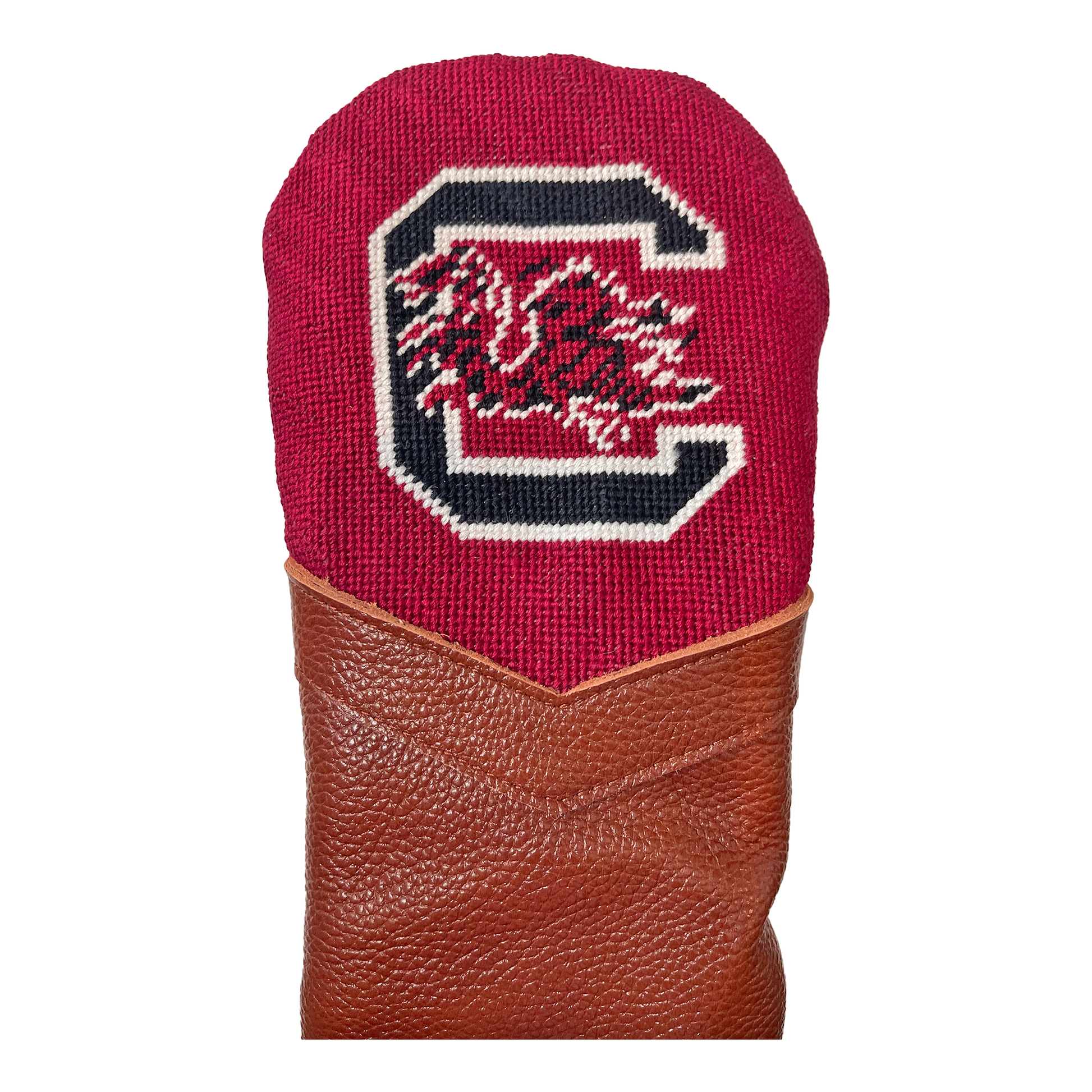 USC gamecocks needlepoint embroidered leather golf headcover