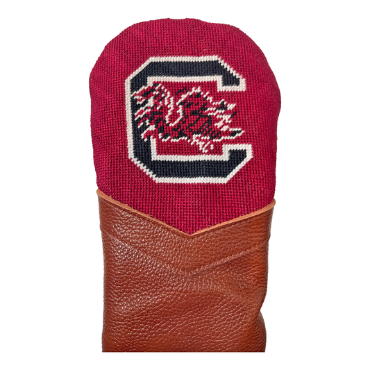 USC gamecocks needlepoint embroidered leather golf headcover