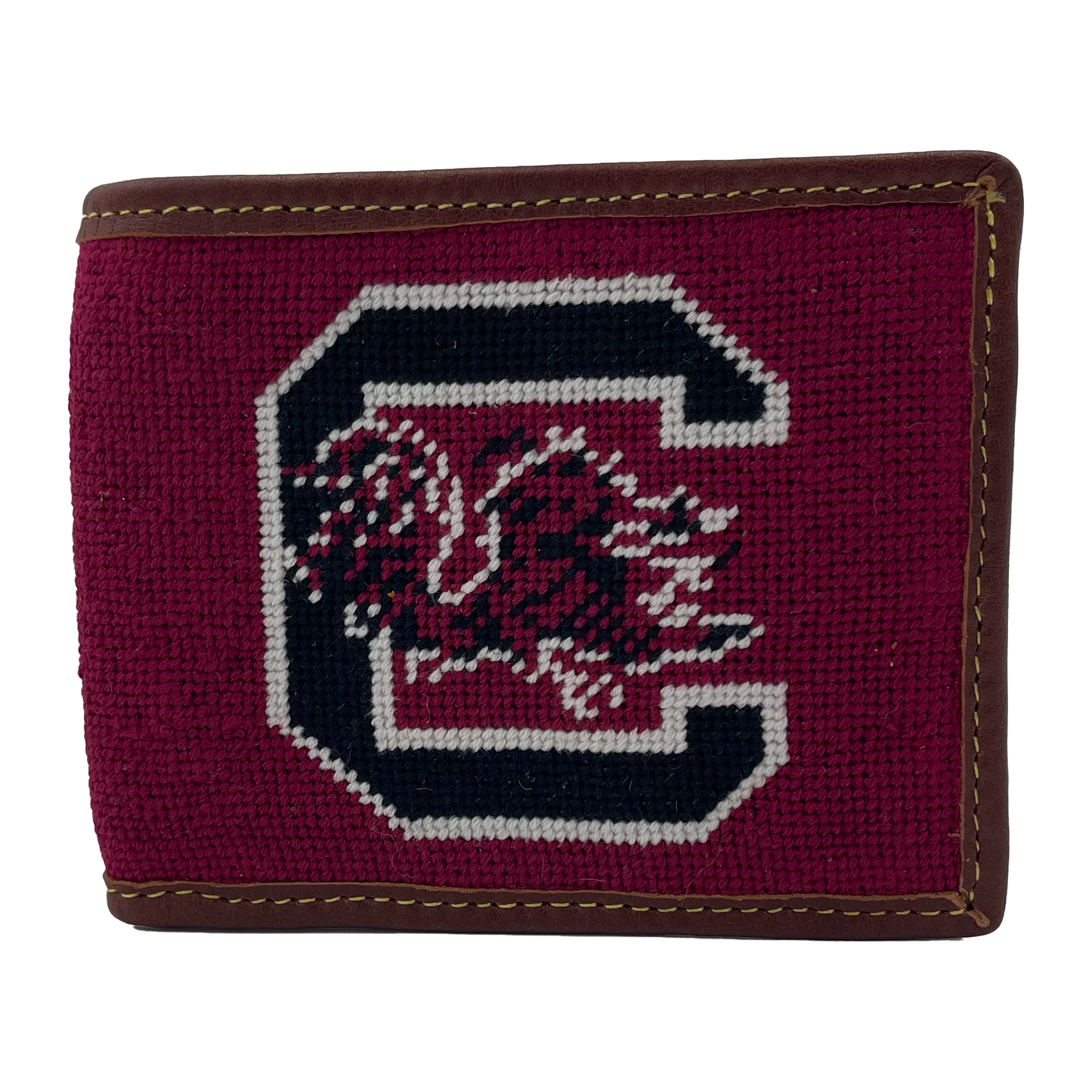 USC Gamecocks needlepoint embroidered leather bifold wallet