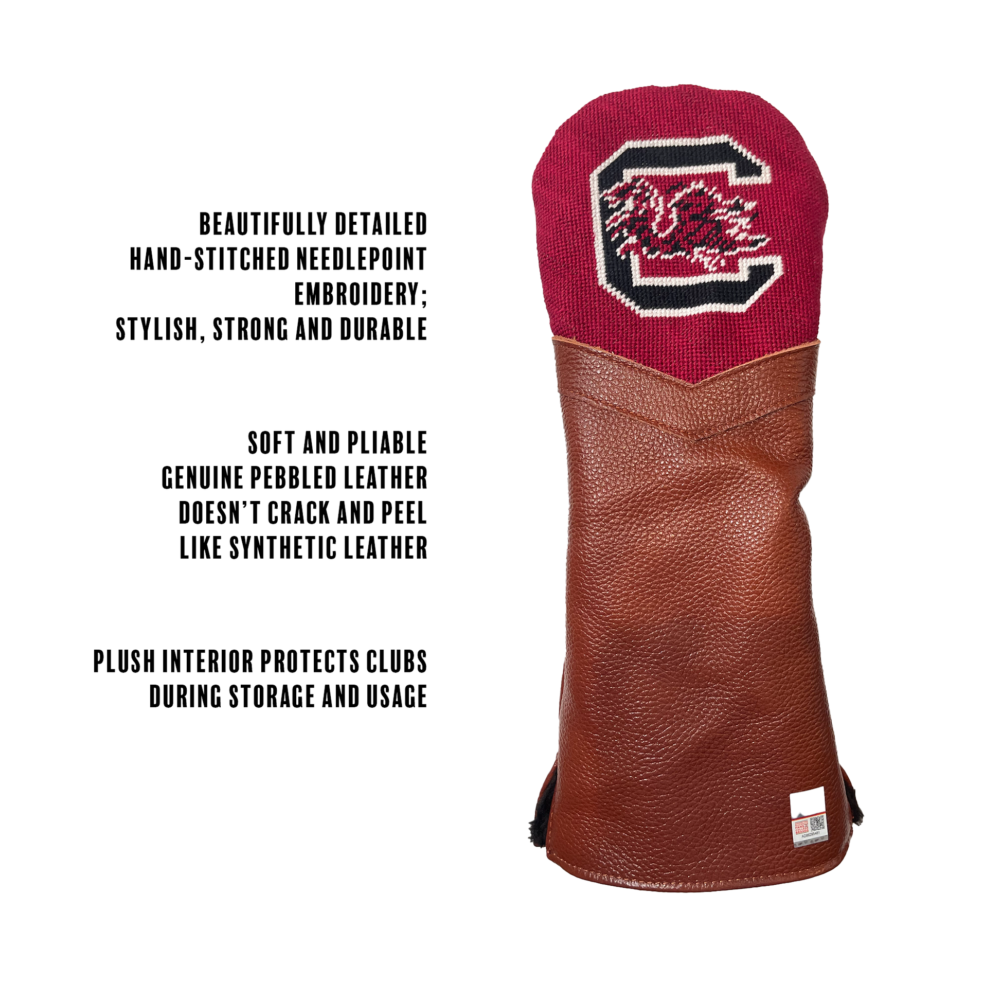 USC gamecocks needlepoint embroidered gold head cover
