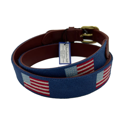american flag needlepoint embroidered leather belt