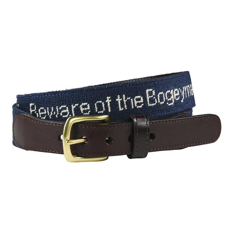hand made needle-point belt beware of the bogey man - charlestonbelt.com