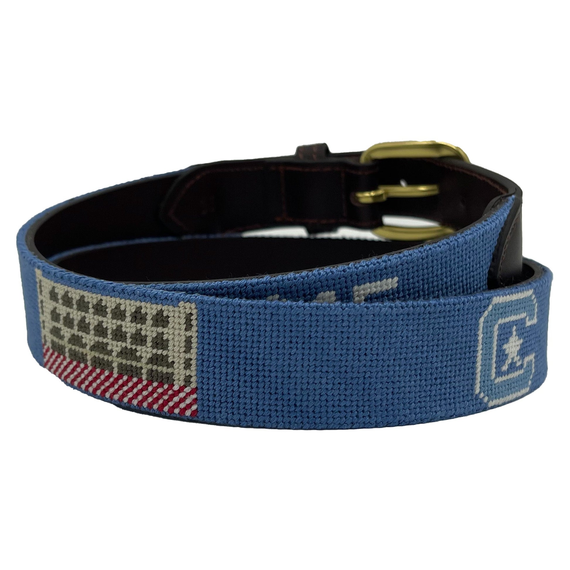 the Citadel needlepoint leather belt