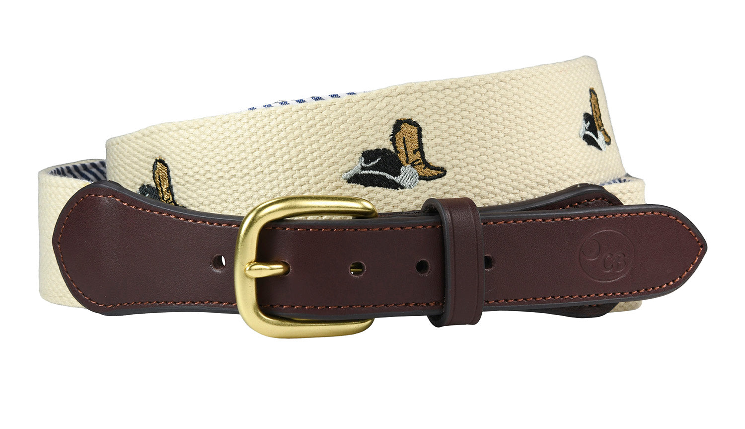 hands-titched needlepoint belts Cowboy Hat and Boot - charlestonbelt.com