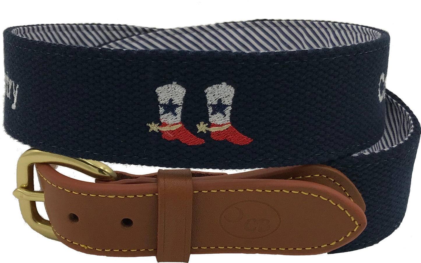 hand-made needle-point belts - god, country, cowboys - charlestonbelt.com