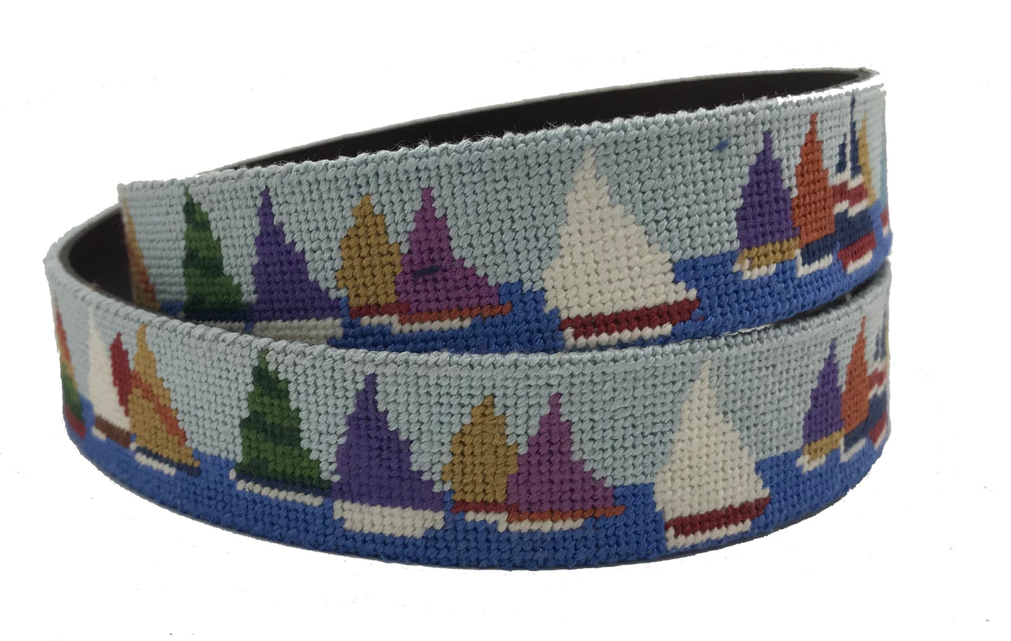 sailing race week artisan needlepoint leather belt