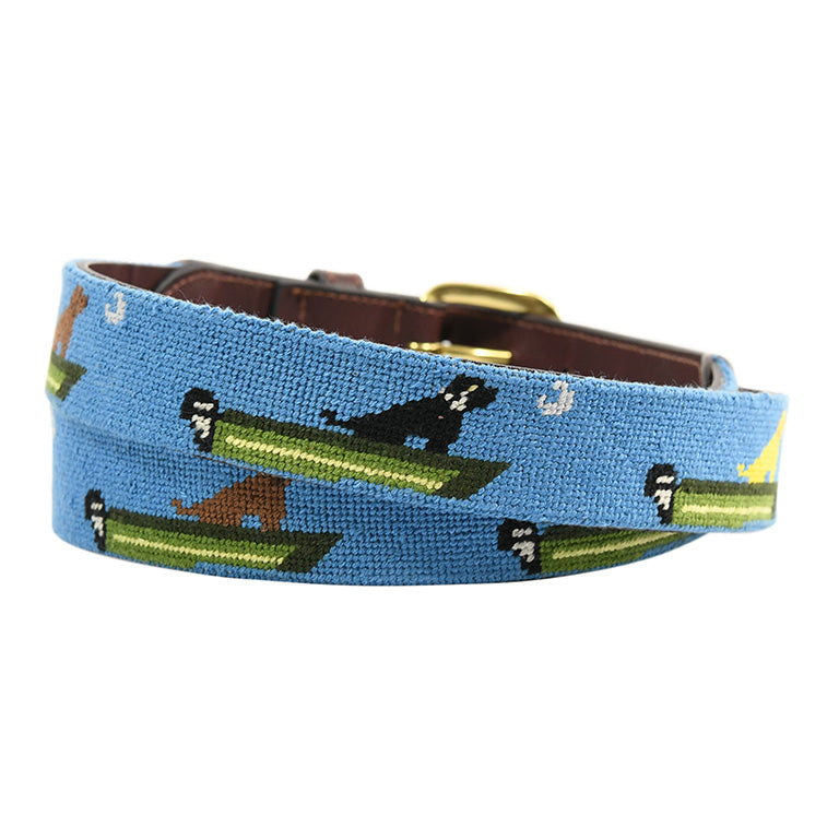boat dog hand-made needle-point leather belt - charlestonbelt.com