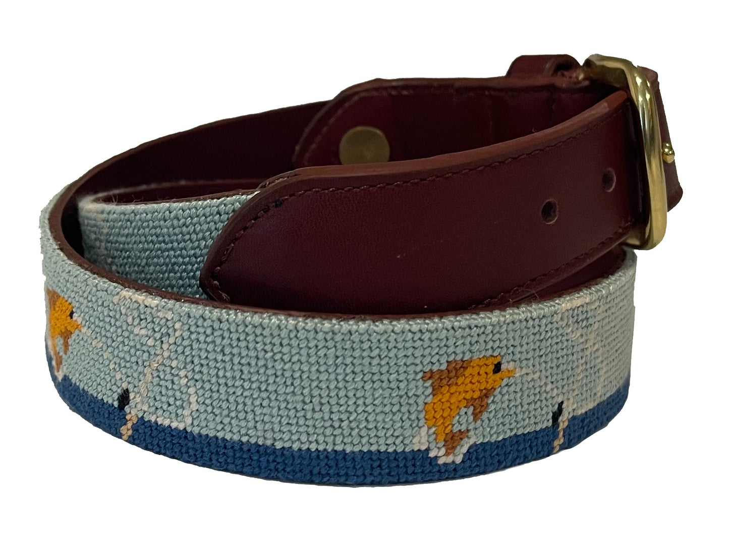 Charleston Belt Fly Fishing Hand-stitched Needlepoint Belt - Kids