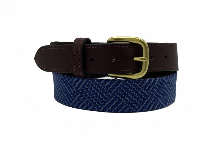 Needlepoint Texture Basketweave Steel Grey and Navy Blue