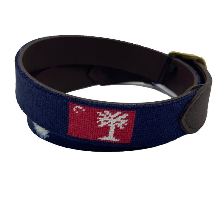 Charleston Belt The Citadel Logo Officially Licensed Hand-stitched Needlepoint Belt in Navy Blue