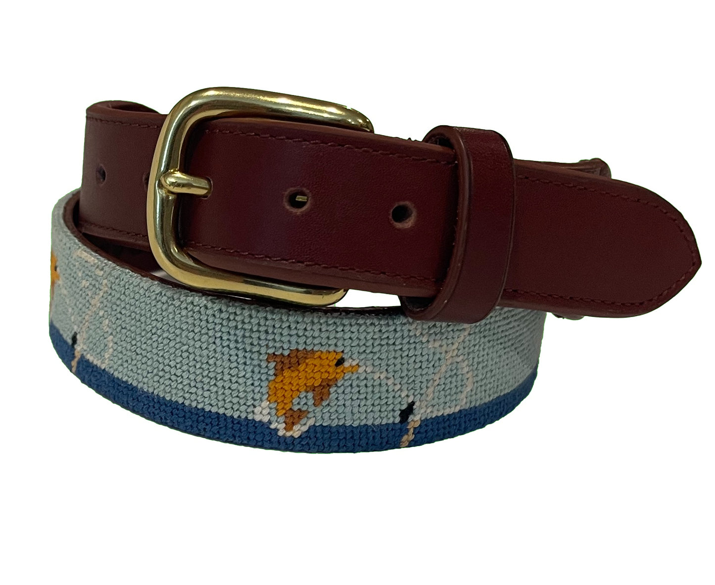 Charleston Belt Fly Fishing Hand-stitched Needlepoint Belt - Kids