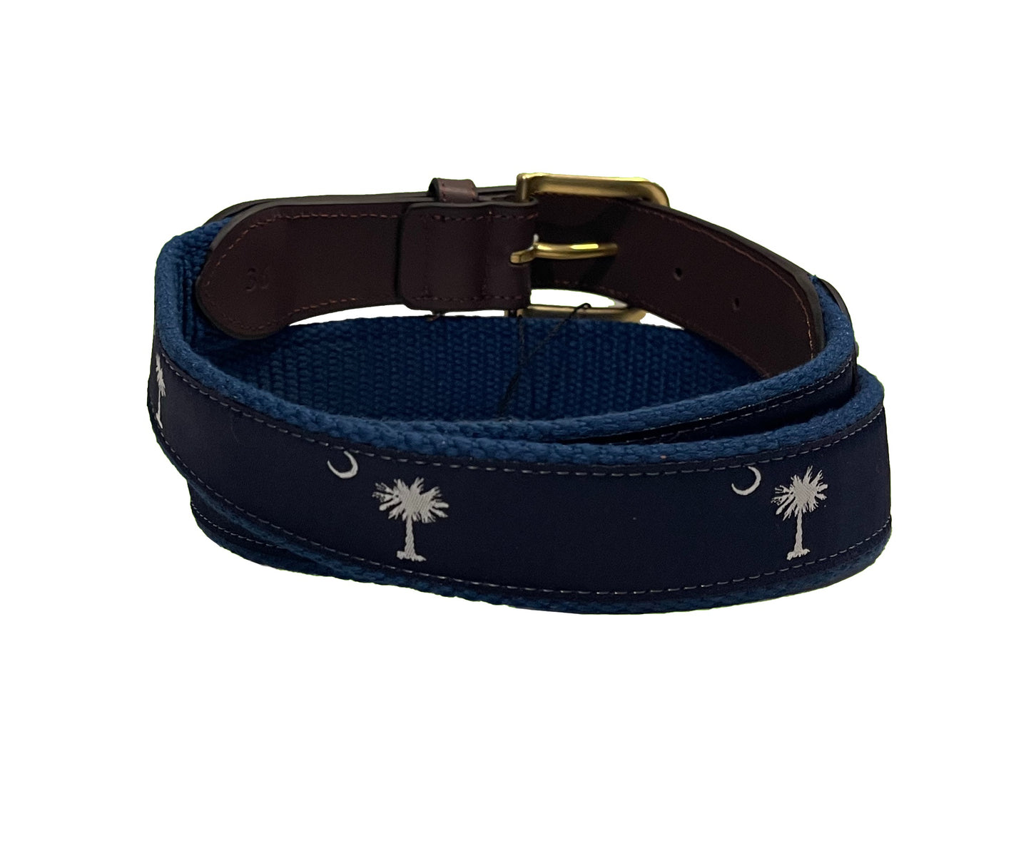 South Carolina Crescent Moon Palmetto State Flag Belt - Navy Blue