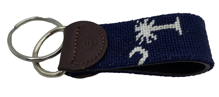 Crescent Moon and Palmetto Hand-stitched Needlepoint Key Fob