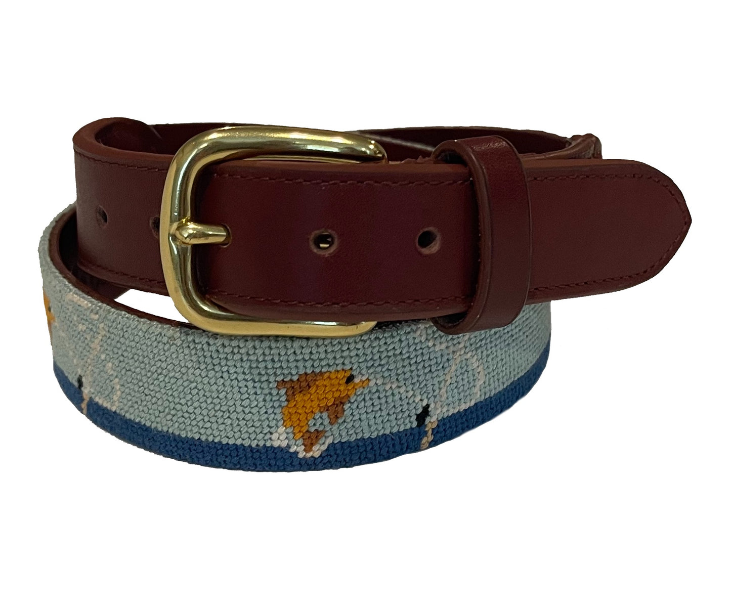 Charleston Belt Fly Fishing Hand-stitched Needlepoint Belt - Kids