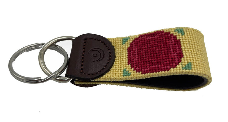 Key Fobs - Rose Flower Hand-stitched Needlepoint