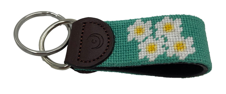 Key Fobs - Narcissus Flower Hand-stitched Needlepoint