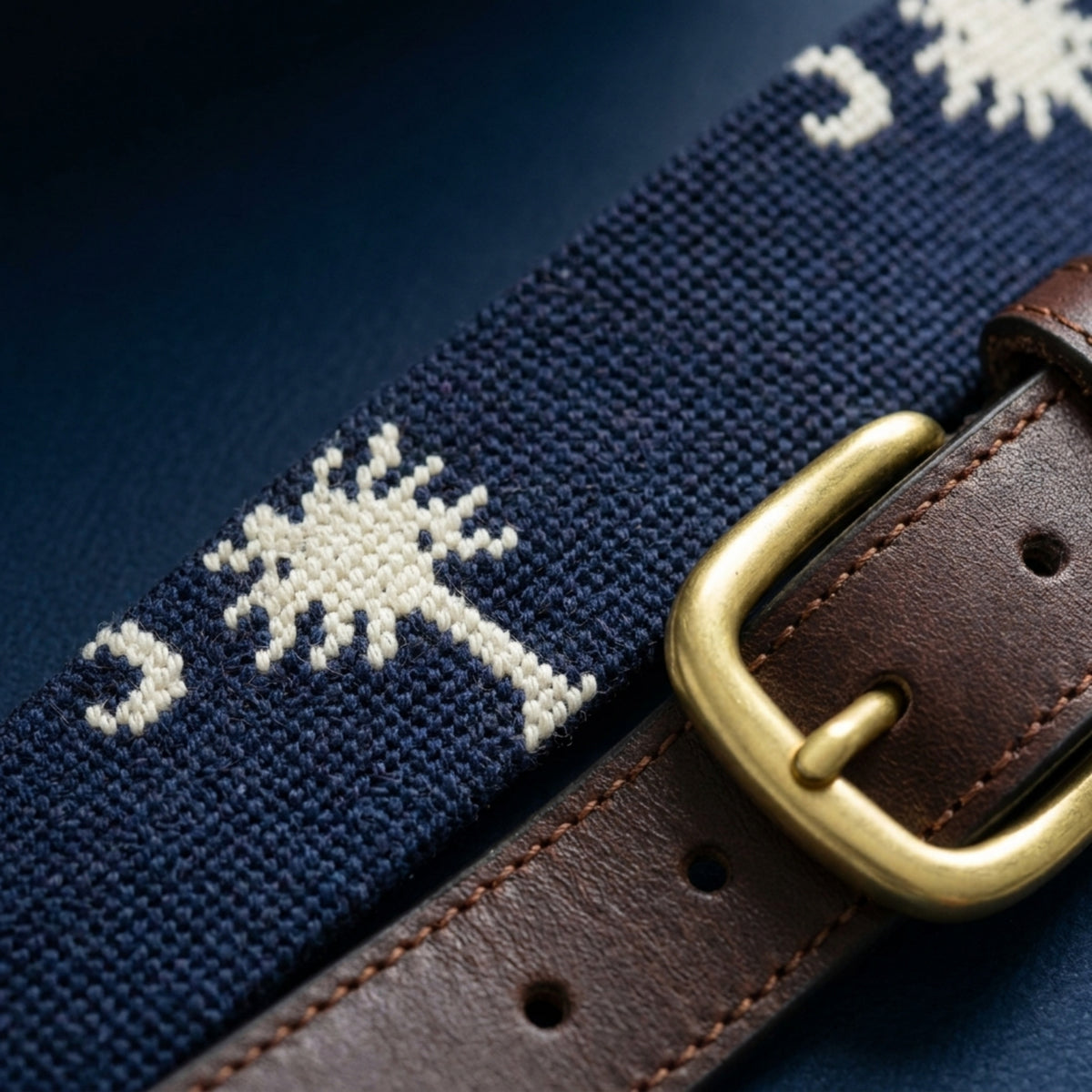 Charleston Belt Carolina Crescent Palmetto Hand-stitched Needlepoint Belt