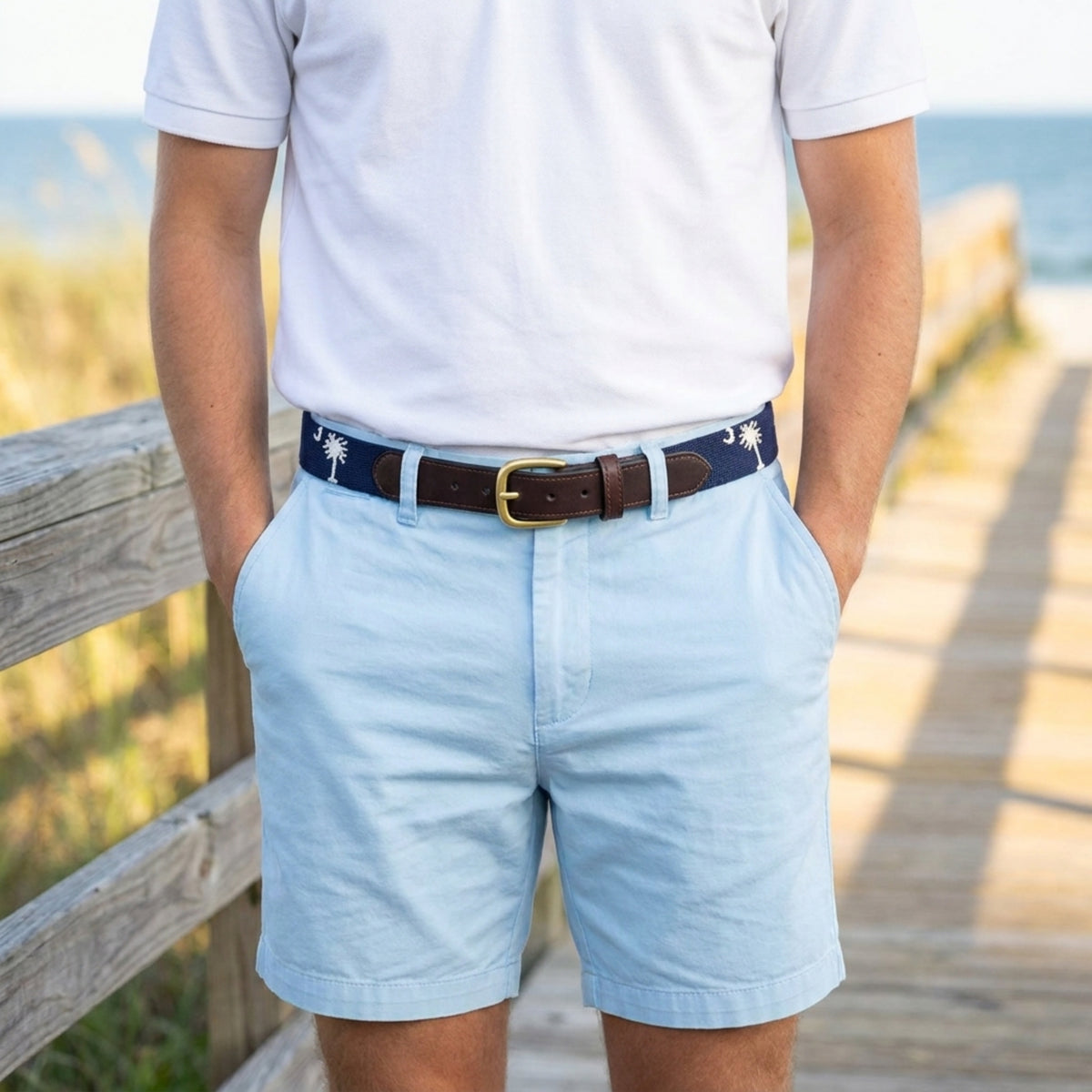 Charleston Belt Carolina Crescent Palmetto Hand-stitched Needlepoint Belt