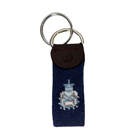 the Citadel artisan needlepoint key fob navy blue