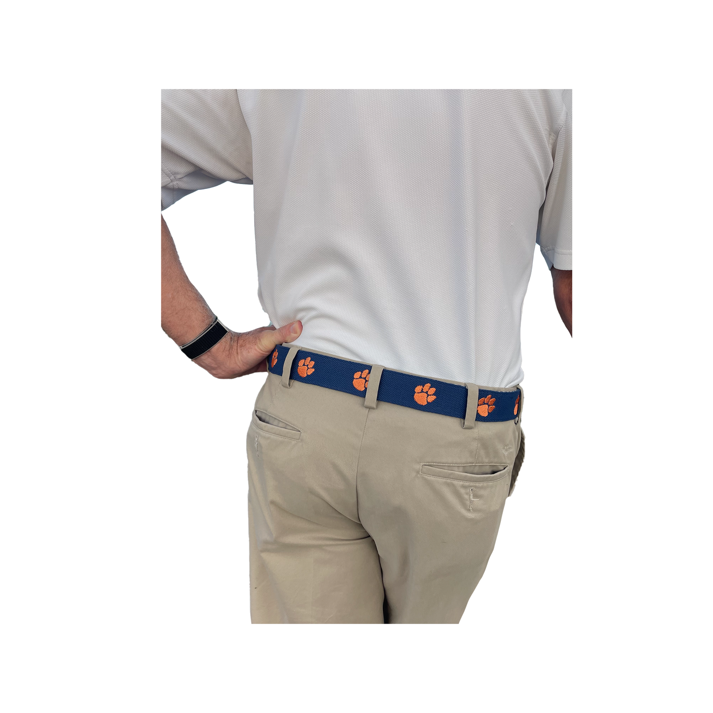 Clemson University Tigers - Officially Licensed - Orange Paw Embroidery on Navy Blue Canvas Web Belt