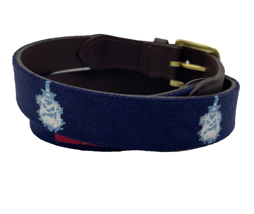 Charleston Belt The Citadel Logo Officially Licensed Hand-stitched Needlepoint Belt in Navy Blue