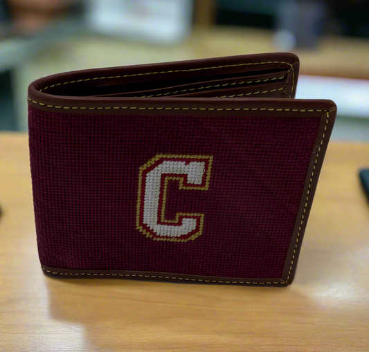 College of Charleston Logo Needlepoint Leather Wallet