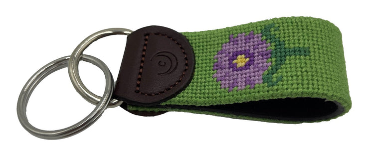 Key Fobs - Aster Flower Hand-stitched Needlepoint