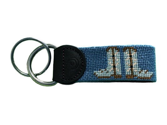 Cowboy Boot Keychain - Hand Stitched Needlepoint Key Ring