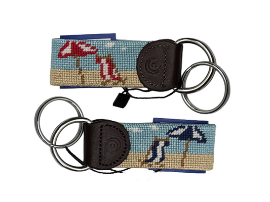 Beach Chair Key Ring - Hand Stitched Needlepoint Key Fob
